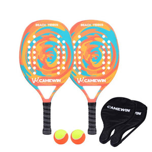 New Popular Beach Tennis Racket Carbon Fiber Men Women Sport Tennis Paddle Set with 2 Racquets  2 Bags and 2 Balls