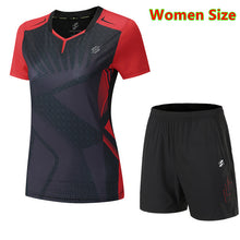 Load image into Gallery viewer, Quick Dry Badminton Sets Clothes ,table tennis clothes , pingpong sets,table tennis shirts + shorts clothes ,Running Sportswear

