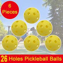 Load image into Gallery viewer, 6 Pieces Pickleball balls 26 Holes Tennis Balls Golf Balls For Indoor Practice Light Durable Resistance
